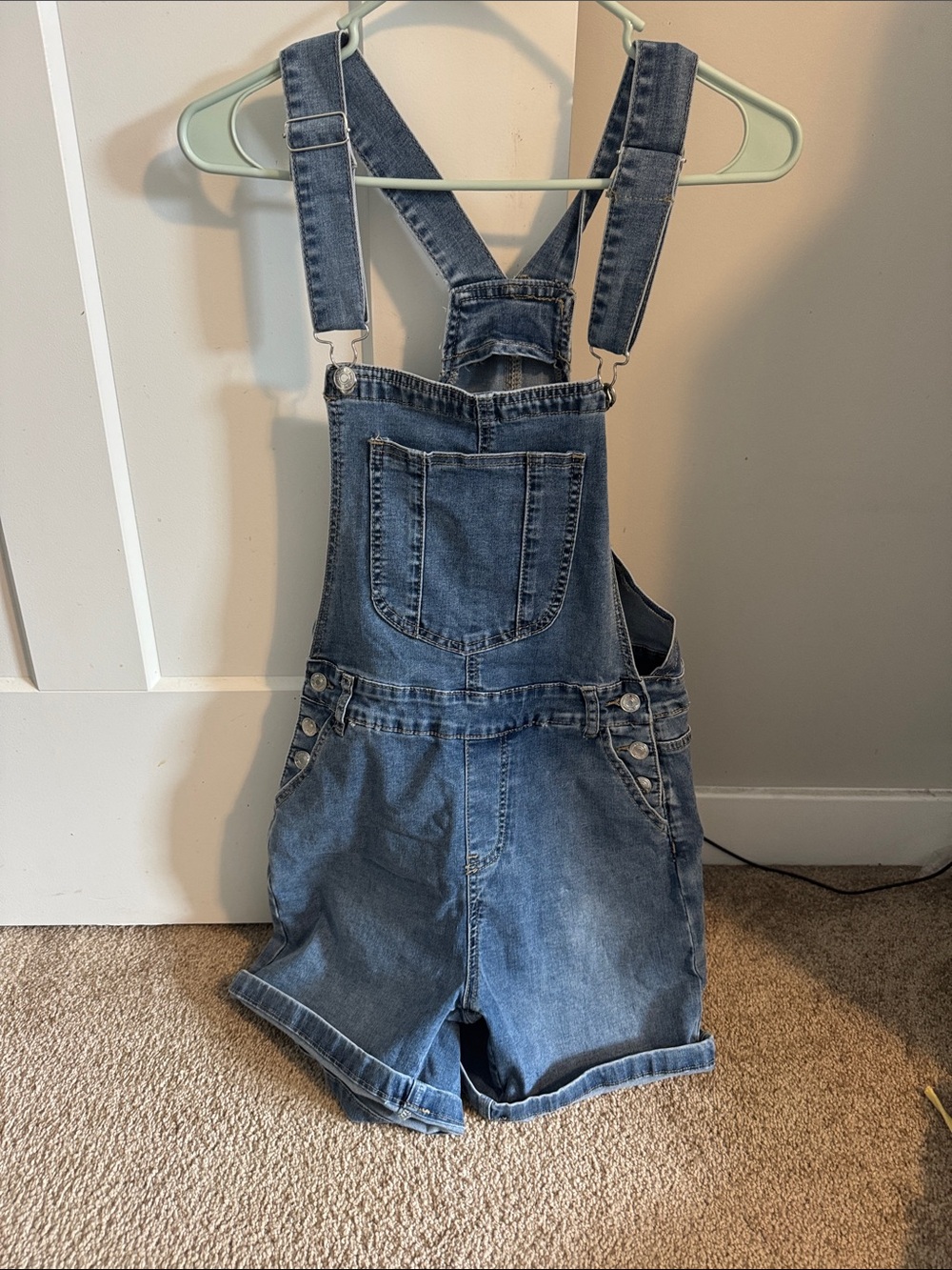 Women Denim Short Overalls - Blue
